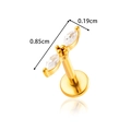 Gouden roestvrijstalen piercing met marquise zirkoon en duidelijke afmetingen - Dubbele Marquis Stijl (0196-4#) / Goud