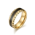 Anillo vikingo vintage bañado en oro con nudo celta y grabados de runas nórdicas - Talla 7 / Dorado