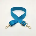 Adjustable royal blue nylon strap with gold metal hooks and rectangular buckle detail - Gold Buckle / Aqua
