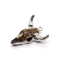 Retro resin bull head skull pendant with silver horns and textured finish - Silver Frame Tan Textured Bull Head Style (3)