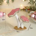 Pink velvet Christmas mushroom ornament with gold glitter details and white stem base - Double Glitter Sequin Mushrooms / Pink