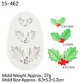 Christmas holly leaf silicone fondant mold with detailed textures for DIY cake decorating - 2# Holly Leaves / Gray