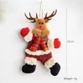 Brown reindeer plush ornament with red scarf, 22cm hanging Christmas tree decoration - Plaid Body/Plush Edging / Style C Reindeer