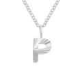 Silver stainless steel necklace featuring a letter P pendant with sunburst texture - Letter P / Steel Color