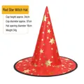 Halloween witch hat in bright red with gold star prints and black stitched edge - Star Hat Red