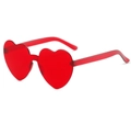 Chic red heart shaped rimless jelly sunglasses with transparent integrated lenses - Red