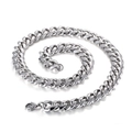 Sleek silver stainless steel Cuban link necklace for men with a lobster clasp - Steel Lobster Clasp Style (KN93843-Z)
