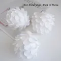 Set of three white 8cm Christmas ball ornaments with petal texture and silver caps - Set of 3 / White / 8CM Petal Style