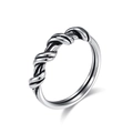Anello minimalista in acciaio inossidabile argento con trama a fune metallica intrecciata - Taglia 6 / Color Acciaio