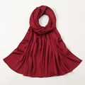 Deep red satin hijab scarf with textured bubble finish and elegant drape on white background - Wine Red