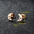 Minimalist gold moon and star stainless steel stud earrings with hollow design - 029 Moon Star / Rose Gold