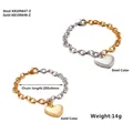 Two-tone gold and silver heart pendant chain bracelets in polished stainless steel - Style B Finished Bracelet (Gold)