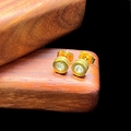 Macro shot of gold-plated mini screw back stud earrings with clear round cubic zirconia - 6mm Stud Style (Single) / Gold