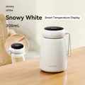Compact white mushroom smart vacuum flask with LED temperature display on cap - Snowy White (Smart Temp Display)