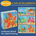 Marine life 3D cube puzzle for children featuring starfish and dolphin patterns - 9 Grains - Ocean Life
