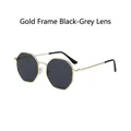 Polygonal sunglasses with gold metal frame and dark grey lenses for men and women - Gold Frame Black Grey