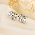 Orecchini a cerchio minimalisti in argento 925 a triplo strato su elegante tessuto - Cerchio a Tre Strati / Argento