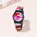 Orologio al quarzo per bambini con cinturino in silicone mimetico e cassa nera - Rosso