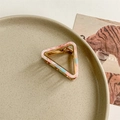 Macro detail of triangle acetate hair claw with pink marble texture and gold metal frame - 3# Pink Marble / Pink