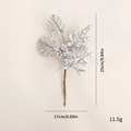 Silver artificial Christmas berry branch decoration with 25cm height and monstera leaves - Silver Leaf Silver Fruit