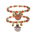 Christmas beaded bracelets set featuring reindeer and snowman charms with bells - D1137 (Reindeer + Snowman)