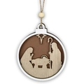 Detail of wooden Nativity scene ornament with Joseph Mary and baby Jesus carving - Nativity (JM01991)