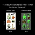 Tatouages Halloween lumineux motif toile d'araignée avec citrouilles et crânes fluorescents - Série de Dessins Animés Halloween Y-175
