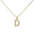 Collar chapado en oro de 18 quilates con perlas y un colgante clásico de letra D - Letra D