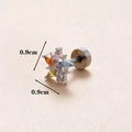 Puce d'oreille étoile argentée avec zircons colorés et dimensions de 0,9 cm - Argent 9#-Étoile Multicolore / Argent