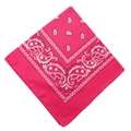 Dettaglio di una bandana rosso rosa con intricati motivi Paisley e decori geometrici - 54x54cm / Rosa Rosso (658706)