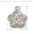 Macro del ciondolo a fiore argento 9x8mm in acciaio inossidabile con zirconi - Fiore Piccolo in Zirconia Chiara Argento