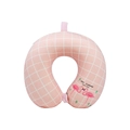 Pink flamingo patterned memory foam U-shaped travel neck pillow with grid texture - Pink Flamingo