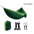 Double parachute nylon hammock 270x140cm in dark and light green with tree straps - 270x140cm / Rope Style / Dark Green/Fruit Green