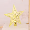 Golden 20cm glitter star tree topper with nested five-point design and sturdy base - Flat Star 15cm / Gold