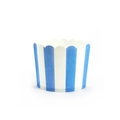 Pirottini di carta per muffin a righe bianche e blu con bordo ondulato per dolci - Righe Larghe Medie (Blu)