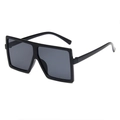 Kids square oversized sunglasses in glossy black frame with dark grey fashion lenses - Black Frame Full Grey