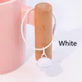 Minimalist DIY bell keychain with white lacquered finish and steel wire ring on pink handle - White
