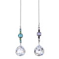 3Pcs crystal suncatcher prisms with blue green and purple beads for window decor - Small Crystal Balls Combination
