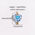 Blue heart-shaped glazed glass charm with gold loops for DIY jewelry making - Blue and White Swirl Pattern (Style 14)