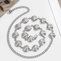 Elegant silver metal shell-shaped waist chain accessory with adjustable lobster clasp - Silver