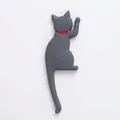 Dunkelgrauer Katzen-Kühlschrankmagnet Haken mit rotem Halsband für die Heimdekoration - A3-Graue Katze