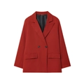 Women's burgundy double-breasted blazer in a structured silhouette for casual office wear - XS / Red