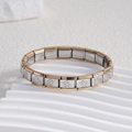 Italian charm bracelet in stainless steel with two-tone finish and flower pattern - Five-petal Flower Gold Edge (BD-102)