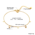Detail of adjustable gold stainless steel bracelet with green cubic zirconia stone - Gold Water Drop Zirconia Charm Bracelet (BR-934G)