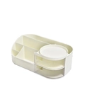 Cream desktop cosmetic organizer with multi-compartment dividers and clear drawers - Medium (No Mirror) / Milk Yellow