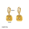 Elegante goldene Edelstahl-Ohrringe mit quadratischem Zirkonia-Anhänger und 8,5mm Ring - Quadratischer Stil (TE60399-SQ)