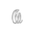 Three-layer silver ear cuff with zircon inlay in a sleek minimalist parallel design - 28 (Silver 3-Layer Parallel CZ) / Single Piece