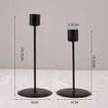Set of two matte black metal candlesticks in different heights with size measurements - Black Pillar Candlestick Set High and Short