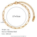 18K gold plated stainless steel Figaro chain bracelet with beads in golden finish - Paperclip Chain Bracelet-Gold