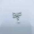 Ciondolo a fiocco argento con zirconi e una perla bianca per la creazione di gioielli fai da te - Ciondolo Perla Fiocco-KZTP0065 / Argento